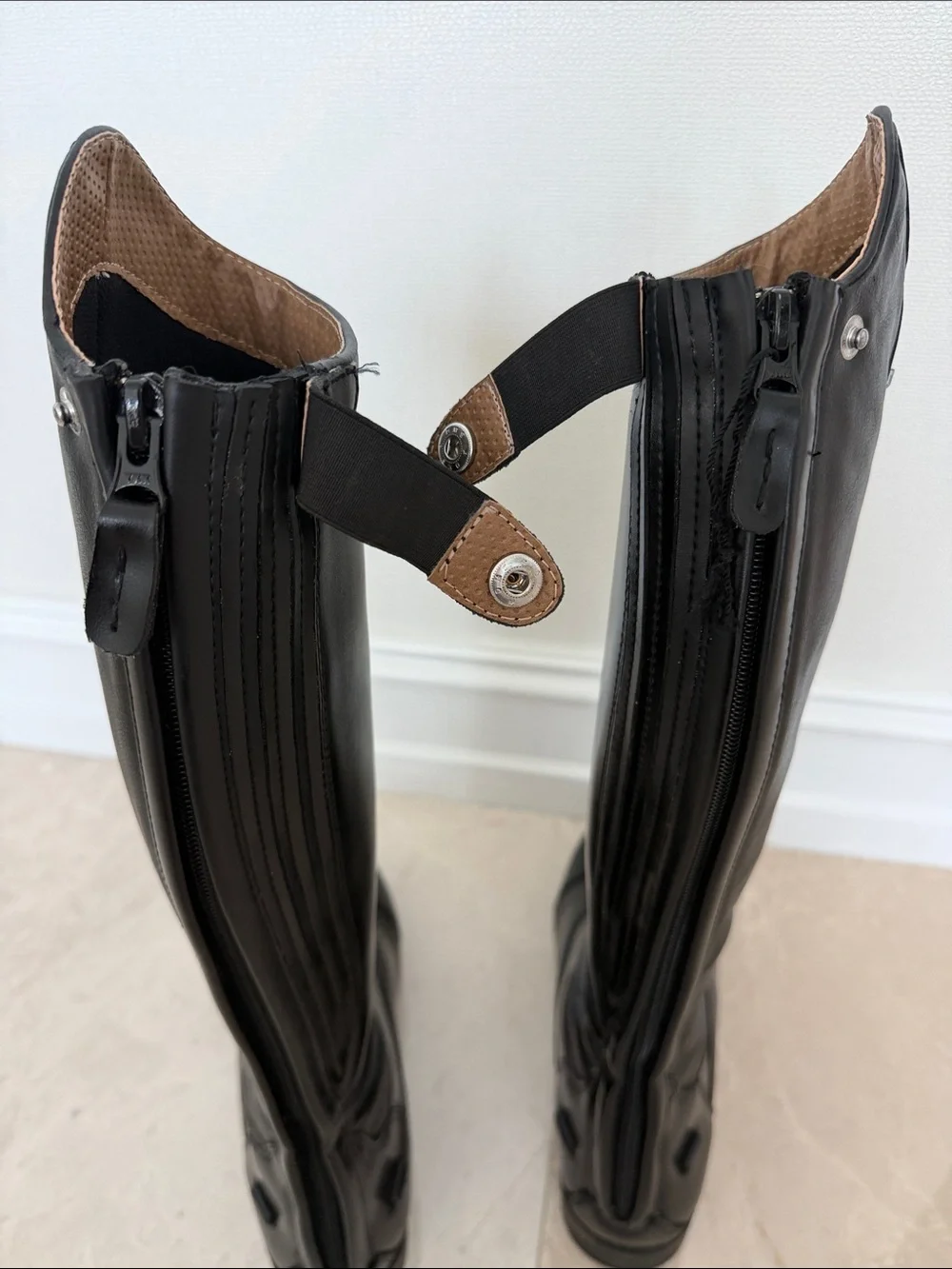 HORZE KIDS Tall Equestrian-Style Leather Boots - Black, Size 37 ( Big Kid 5-5,5)